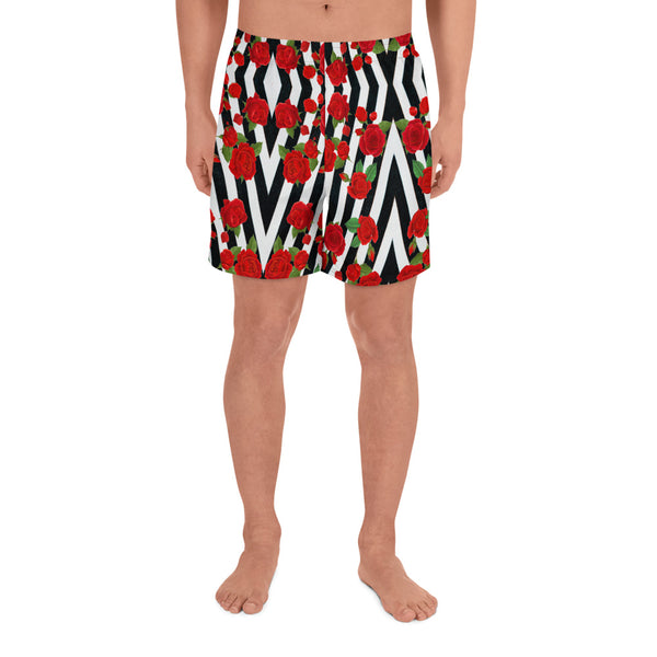 Flowers & stripes Men's Athletic Long Shorts